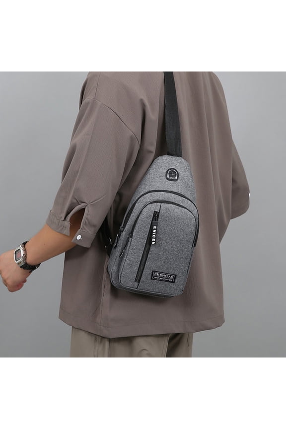 Letter Print Bags Wide Shoulder rap Double Pocket Che Bag with USB Charging Port Hiking Backpack Travel Sports Workout Running