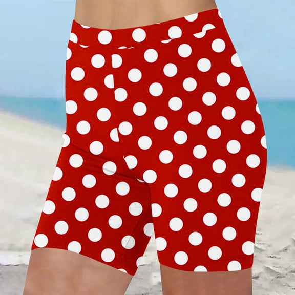 HaoXianJian Long Swim Board Shorts Polka Dots High Waisted Quickly Dry Beach Swimming Shorts for Women Summer Shorts