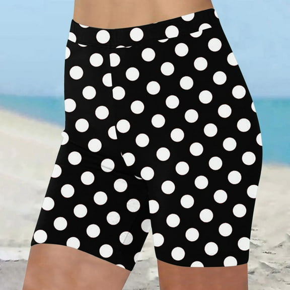 HaoXianJian Long Swim Board Shorts Polka Dots High Waisted Quickly Dry Beach Swimming Shorts for Women Summer Shorts