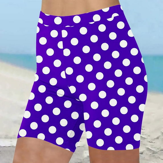 HaoXianJian Long Swim Board Shorts Polka Dots High Waisted Quickly Dry Beach Swimming Shorts for Women Summer Shorts