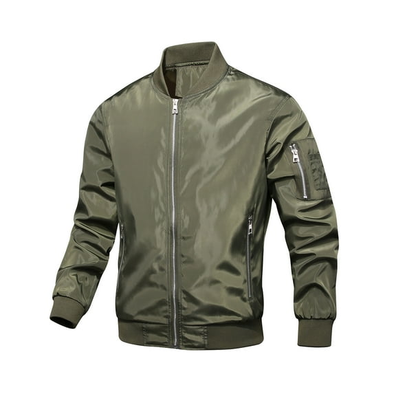 HaoXianJian Men's Bomber Jacket Lightweight Casual Spring Fall Windbreaker Zip Up Coat with Zipper Pockets (Reg. Or Big & Tall)