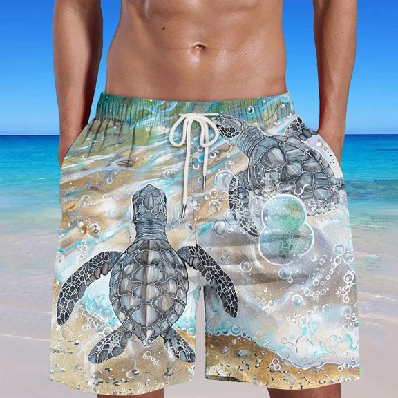 HaoXianJian Men's Shorts Hawaiian Summer Beach Short Casual Lightweight Swim Trunks Drawstring Quickly Dry Holiday Tropical Shorts with Pockets 3X 4X 5X