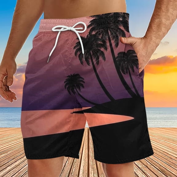 HaoXianJian Men's Shorts Hawaiian Summer Beach Short Casual Lightweight Swim Trunks Drawstring Quickly Dry Holiday Tropical Shorts with Pockets 3X 4X 5X