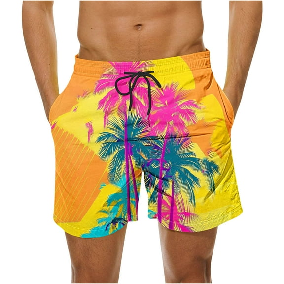 HaoXianJian Men's Shorts Hawaiian Summer Beach Short Casual Lightweight Swim Trunks Drawstring Quickly Dry Holiday Tropical Shorts with Pockets 3X 4X 5X