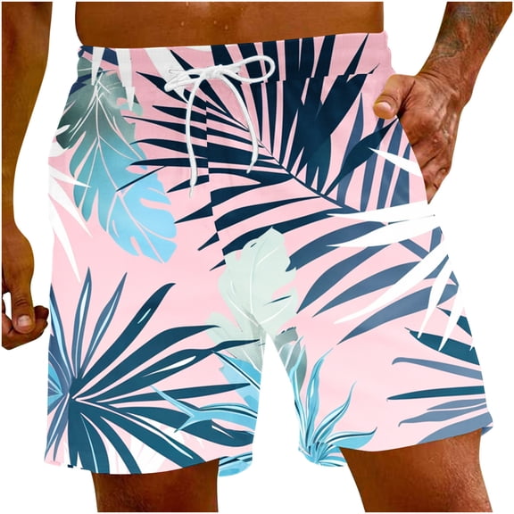 HaoXianJian Men's Shorts Hawaiian Summer Beach Short Casual Lightweight Swim Trunks Drawstring Quickly Dry Holiday Tropical Shorts with Pockets 3X 4X 5X