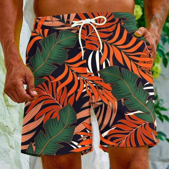 HaoXianJian Men's Shorts Hawaiian Summer Beach Short Casual Lightweight Swim Trunks Drawstring Quickly Dry Holiday Tropical Shorts with Pockets 3X 4X 5X