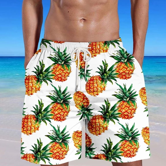 HaoXianJian Men's Shorts Hawaiian Summer Beach Short Casual Lightweight Swim Trunks Drawstring Quickly Dry Holiday Tropical Shorts with Pockets 3X 4X 5X