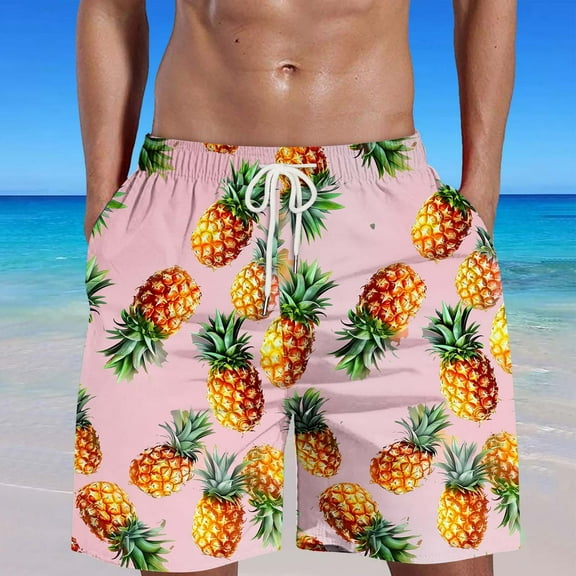 HaoXianJian Men's Shorts Hawaiian Summer Beach Short Casual Lightweight Swim Trunks Drawstring Quickly Dry Holiday Tropical Shorts with Pockets 3X 4X 5X