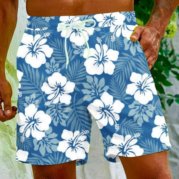 HaoXianJian Men's Shorts Hawaiian Summer Beach Short Casual Lightweight Swim Trunks Drawstring Quickly Dry Holiday Tropical Shorts with Pockets 3X 4X 5X