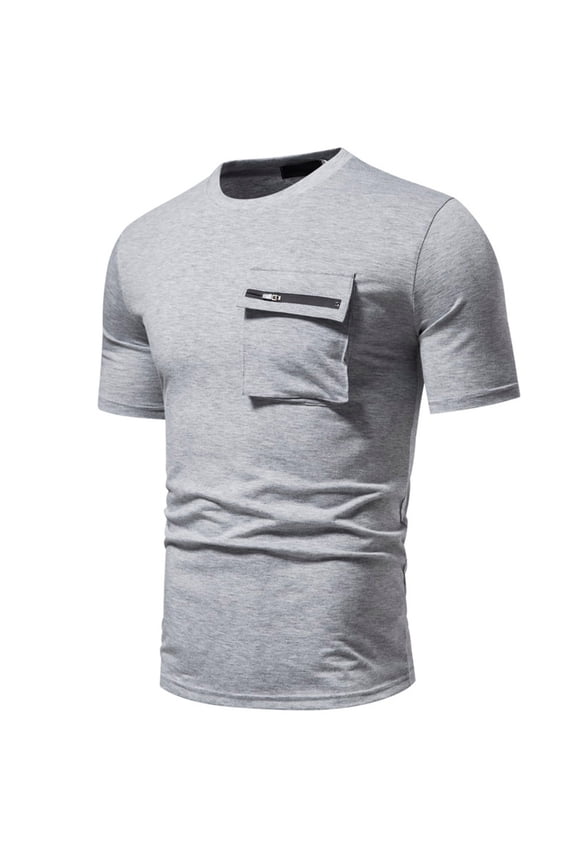 HaoXianJian Men's Solid Crew Neck Short-Sleeve Pocket T-Shirt Royally Comfortable Super Soft Premium Fabric Well-Crafted Classic Tee With Pocket