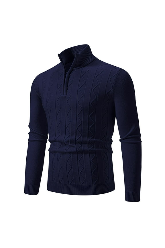 HaoXianJian Men's Stand Collar Turtleneck Sweater Long Sleeve Solid Color Shirts Basic Slim Fitted Knitted Pullover Tees Men's Casual Fashion Turtleneck