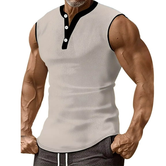 HaoXianJian Men's Tank Tops Sleeveless Button Down Sweatshirt Muscle Training Polyester Blouse Summer Beach Basic Tank T-Shirt Tops Work Tanks Going Out Tops Slim Fits S-3X