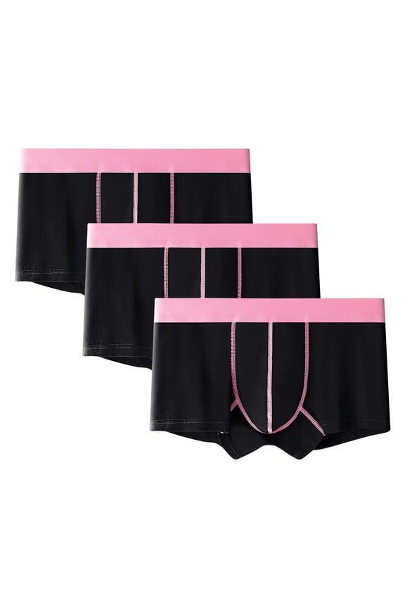 Mens Breathable Underwear Trunks for Man Soft Waistband Open-fly No-ride-up Solid Color Trunk Boxers Excellent Support Briefs(3 pack) Plus Size L-4X