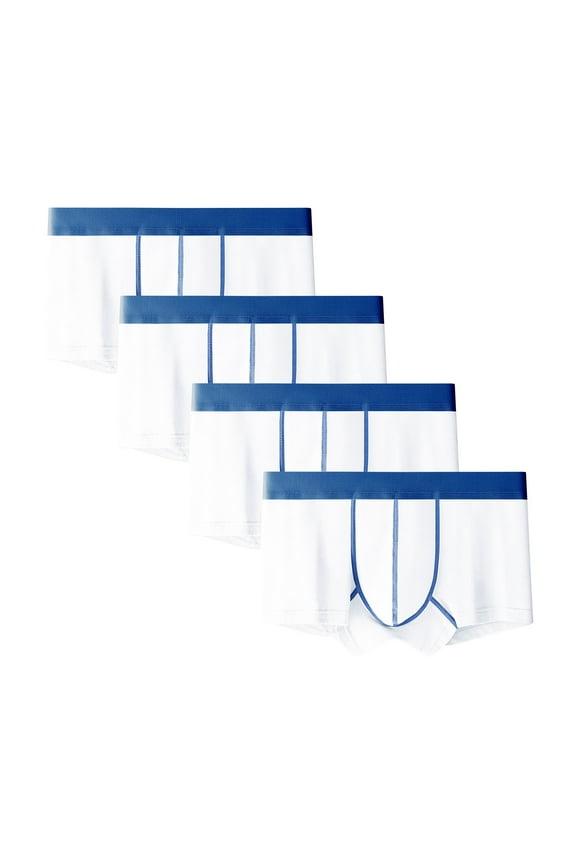 Mens Breathable Underwear Trunks for Man Soft Waistband Open-fly No-ride-up Solid Color Trunk Boxers Excellent Support Briefs(4 pack) Plus Size L-4X