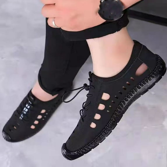 HaoXianJian Mens Casual Shoes for Men's Leather Loafers Boats Dress Driving Men Black Brown Yellow White Big Size Wide Summer Breathable Fashion Walking Work Office Business Male Sandals