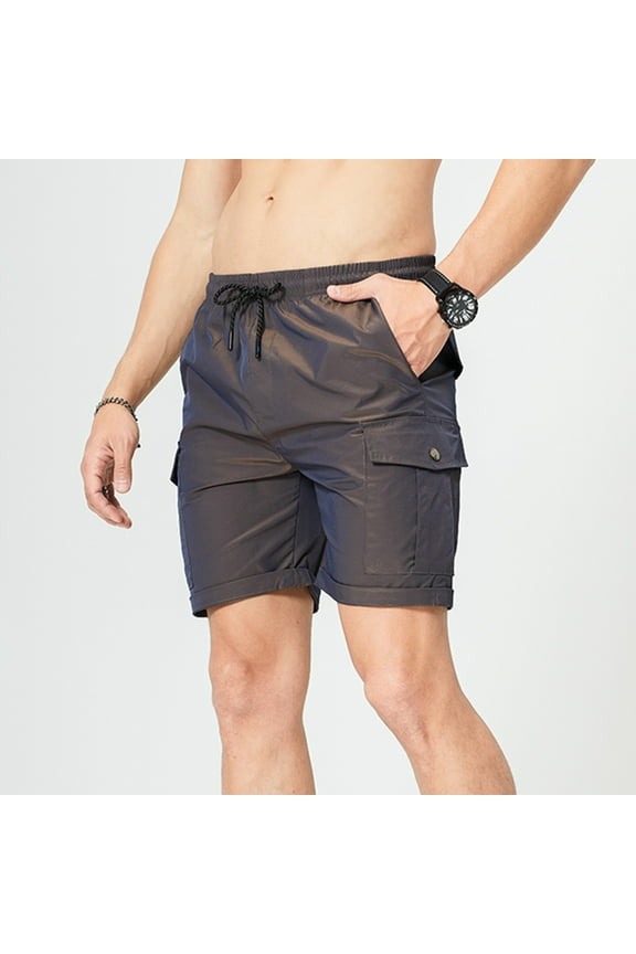 HaoXianJian Mens Casual Twill Cargo Shorts Elastic Waist Drawstring Classic Stretch Short with More Pockets Skateboard Shorts Fishing Shorts Hiking Shorts