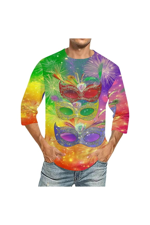 Mens Floral Printed Sweatshirt Long Sleeve Crew-Neck Casual Loose Vintage FLower Graphic Pullover Tops Plus Size 2X 3X 5X