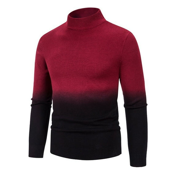 HaoXianJian Mens Half Turtleneck Color Block Sweater Casual Ribbed Knit Slim Fitted Long Sleeve Pullover Top Basic Designed Clasic Sweater for Men