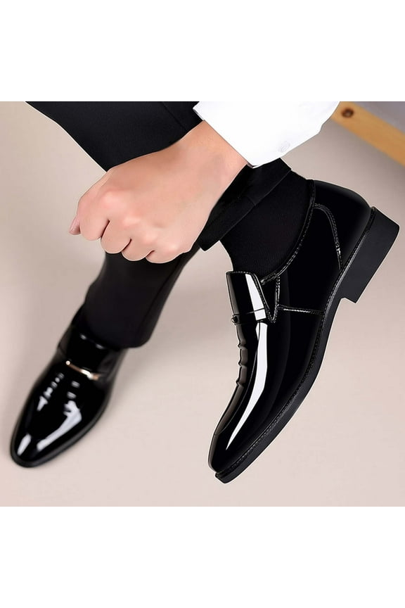 Mens Oxfords Dress Shoes Faux Patent Leather Wedding Shoes Classic Lace-up Formal Tuxedo Shoes Black Leather Shoes for Men Loafers Boats Dress Driving Classic Shoes