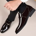 thumbnail image 1 of HaoXianJian Mens Oxfords Dress Shoes Faux Patent Leather Wedding Shoes Classic Lace-up Formal Tuxedo Shoes Black Leather Shoes for Men Loafers Boats Dress Driving Classic Shoes, 1 of 4