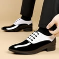 thumbnail image 1 of HaoXianJian Mens Oxfords Dress Shoes Faux Patent Leather Wedding Shoes Color Block Classic Lace-up Formal Tuxedo Shoes Black Leather Shoes for Men Loafers Boats Dress Driving Classic Shoes, 1 of 5