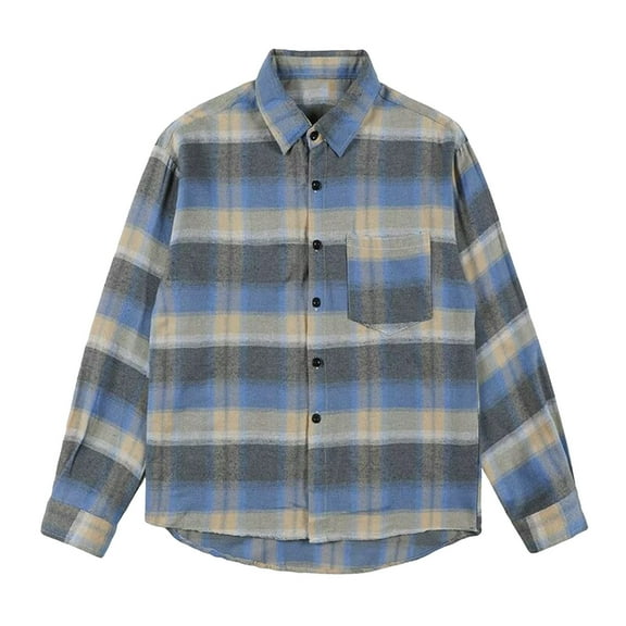 HaoXianJian Mens Plaid Shirt Long Sleeve Lightweight Shirt Jackets Causal Button Up Shirt Work Blouses Tops M-3X