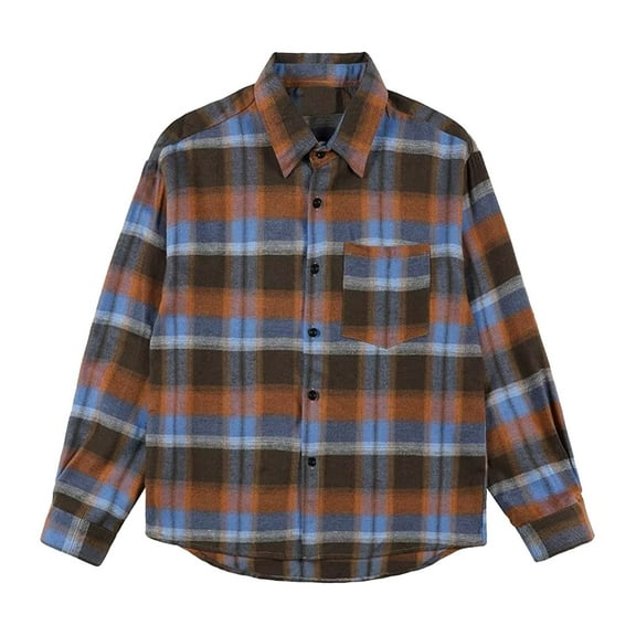 HaoXianJian Mens Plaid Shirt Long Sleeve Lightweight Shirt Jackets sual Button Up Shirt Work Blouses Tops M-3X