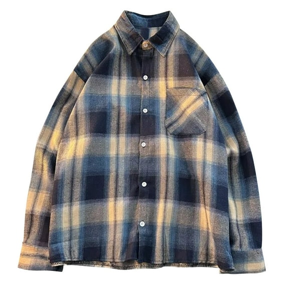 HaoXianJian Mens Plaid Shirt Long Sleeve Lightweight Shirt Jackets sual Button Up Shirt Work Blouses Tops M-3X