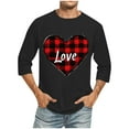 thumbnail image 1 of HaoXianJian Mens Shirt Cute Plaid Love Heart Graphic Tees Crew-neck 3/4 Sleeve Regular Fits Casual Tee T-Shirts Tshirt Tops Pullover Top Casual Valentines Gifts Plus Size 2X 3X 5X, 1 of 3