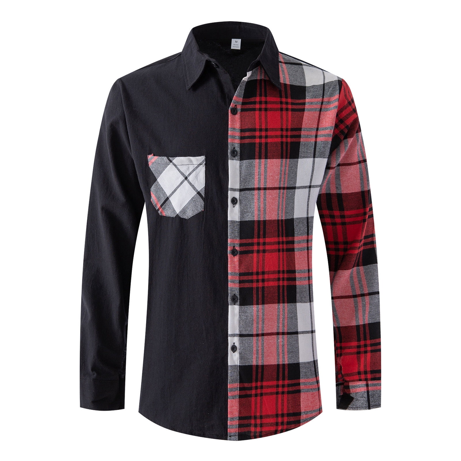 Color-blocked Plaid Long-sleeve Shirt Jacket main image 0