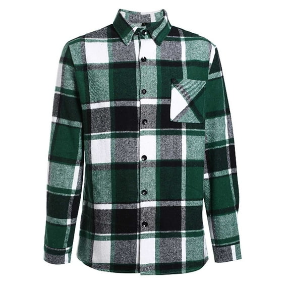 HaoXianJian Mens Shirts Plaid Long Sleeve Shirt Cotton Casual Shirts Dress Shirts Regular Fits Jacket Shirts with Pockets
