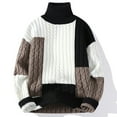 thumbnail image 1 of HaoXianJian Mens Stand Collar & Crew Neck Pullover Sweater Cable Knitted Chunky Winter Fashion Color Block Twisted Thermal Sweaters, 1 of 8