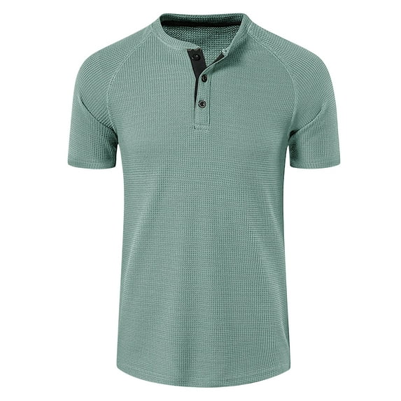 HaoXianJian Mens T Shirt with Button - Short Sleeve Crew Neck Soft Fitted Tees Fresh Classic Basic Esstional Casual Tshirts