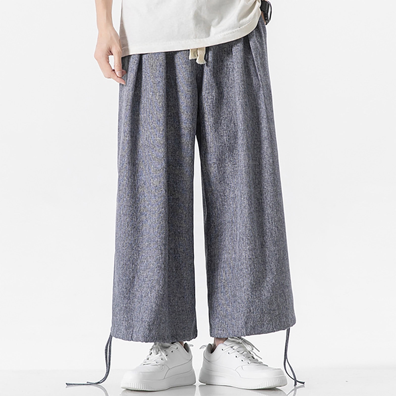 HaoXianJian Mens Wide Leg Sweat Pants Open Bottom Baggy Athletic Pants ...