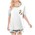 thumbnail image 1 of HaoXianJian Pajama for Women 2 Piece Relaxed Fitted Short Sleeve Tops and Shorts Soft Sleepwear White & Black Pajama with Che Pocket for Women, 1 of 5