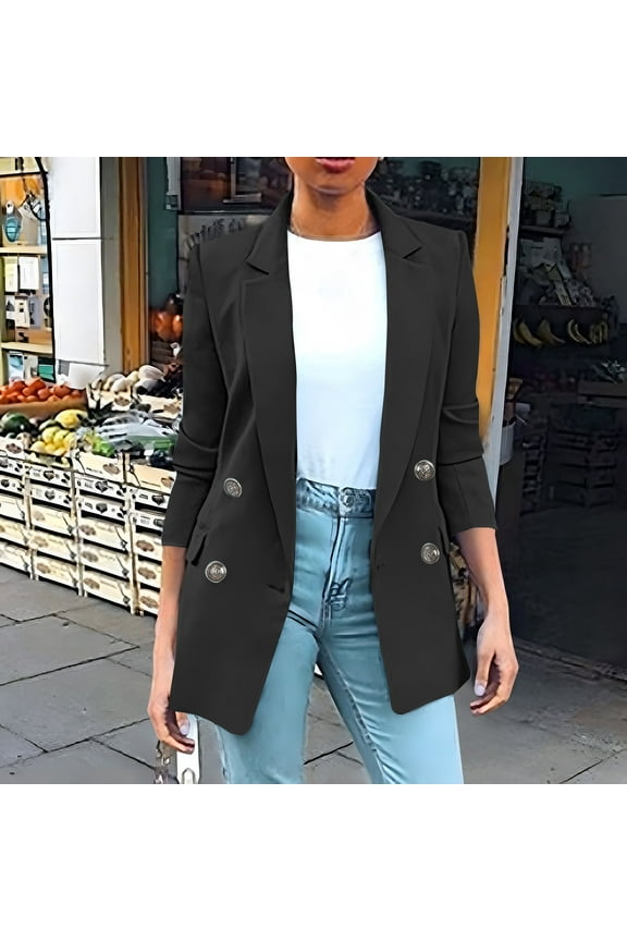 Plus Size Blazers for Women Solid Color Spring Jackets 2025 Dressy Button Long Sleeve Lapel Dressy Tops for Women Business Blouses Outfits Work Office Suit Casual Coat Oversized S-5X