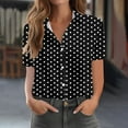 thumbnail image 1 of HaoXianJian Plus Size Button Up Shirts for Women Dressy Dots Printed Short Sleeve Blouse Going Out Tops Lightweight Tops & Blouses Business Casual Work Tops Oversized Tshirts S-5X, 1 of 4