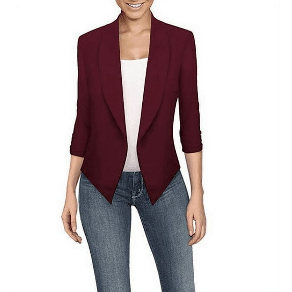 HaoXianJian Plus Size Dressy Blazers for Women Solid Color Spring Jackets 2025 Long Sleeve Lapel Dressy Tops for Women Business Blouses Button Outfits Office Work Suit Casual Blazer S-3X