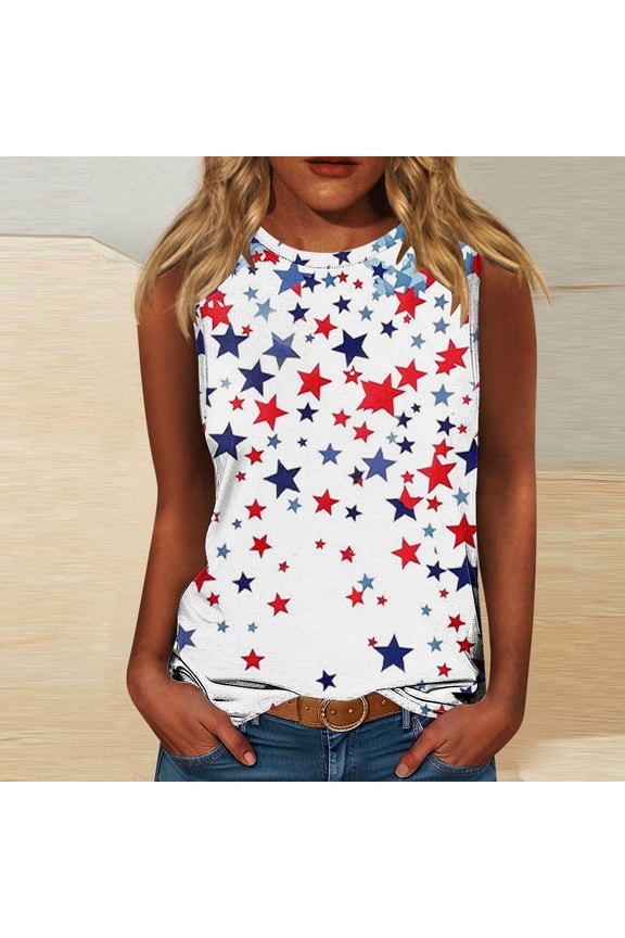 Plus Size Independence Day Womens Shirt 2025 Flag Patriotics Tank Tops for Women 2025 4th of July Shirt USA Flag Graphic Tank Tops Crew Neck Sleeveless Shirts S-5X