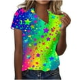 thumbnail image 1 of HaoXianJian Plus Size Womens Shirt Short Sleeve Button Crew Neck Shirt Colorful Print Top for Women 2025 Loose Fits T Shirt Summer Tee Shirts Going Out Top 4X 5X, 1 of 4