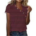 thumbnail image 1 of HaoXianJian Plus Size Womens Shirt Short Sleeve Button Crew Neck Shirt Stripe Print Top for Women 2025 Loose Fits T Shirt Summer Tee Shirts Going Out Top 4X 5X, 1 of 4