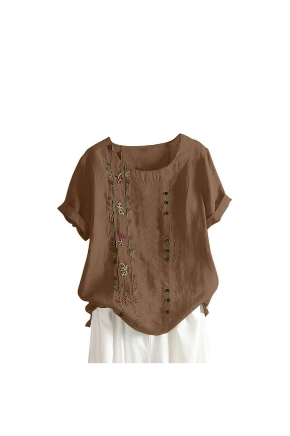 Plus Size Womens Shirt Short Sleeve Crew Neck Shirts Floral Print Top for Women 2025 Loose Fits T Shirt Summer Tee Shirts Going Out Top 3X 4X 5X