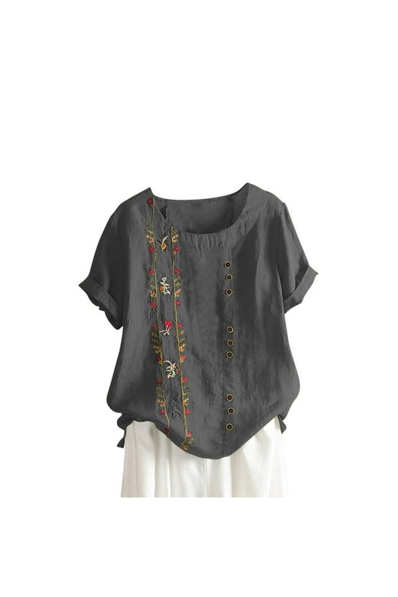 Plus Size Womens Shirt Short Sleeve Crew Neck Shirts Floral Print Top for Women 2025 Loose Fits T Shirt Summer Tee Shirts Going Out Top 3X 4X 5X