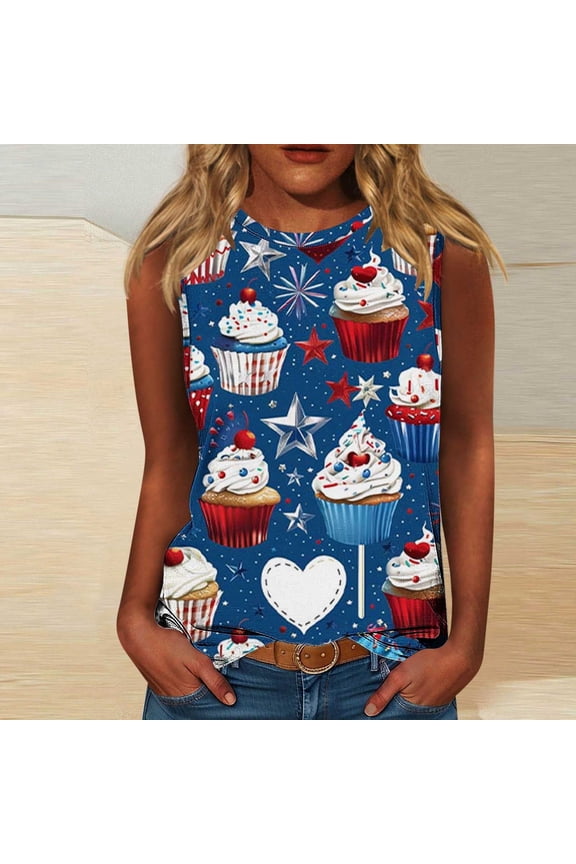 Plus Size Womens Sleeveless Shirts Flag Patriotics Crew Neck Tank Tops for Women 2025 4th of July Shirt USA Flag Graphic Tank Tops Independence Day Vests S-5X