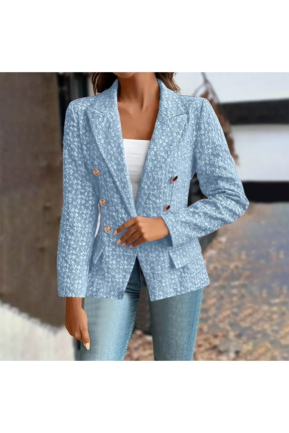 Print Dressy Blazers for Women Slim Fits Spring Jackets 2025 Long Sleeve Lapel Dressy Tops for Women Business Blouses Button Outfits Office Work Suit Casual Blazer S-2X