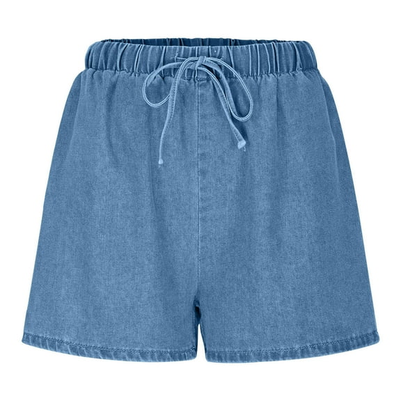 HaoXianJian Shorts for Women Jean Shorts Casual Drawtring Elastic Waist Denim Shorts Hot Pants Summer Short Basic Jean Shorts Clubwear Jeans Short S-2X