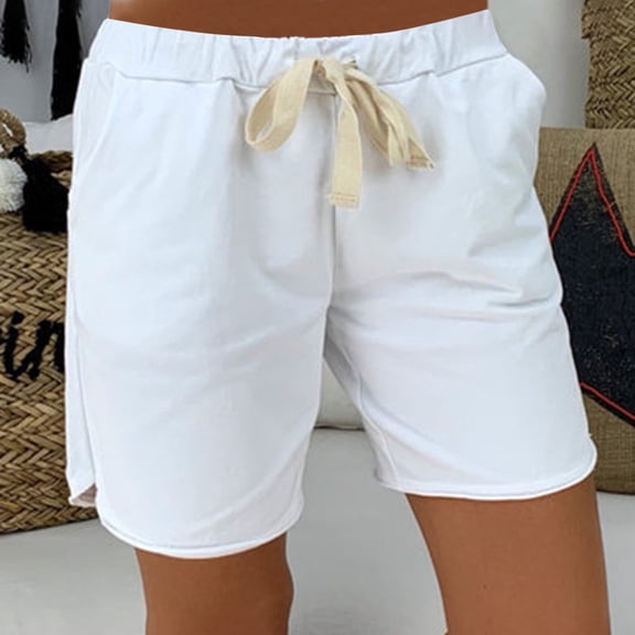 HaoXianJian Shorts for women Comfy Casual Drawstring Elastic Waist Short Solid Color Summer Beach Lightweight Short Pants Loungewear Summer Shorts
