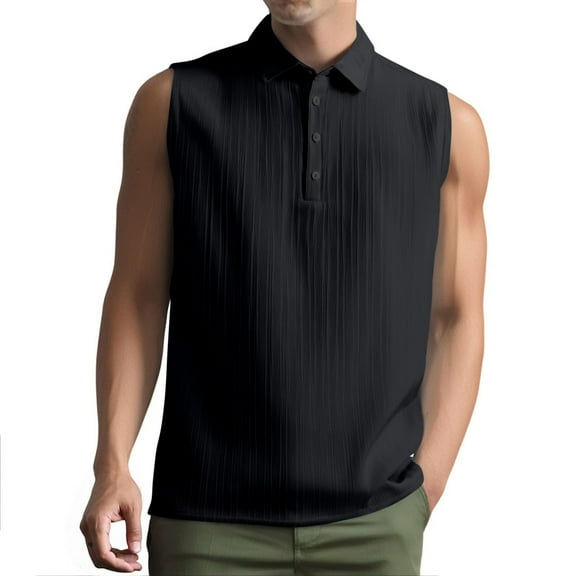 HaoXianJian Solid Color Men's Sleeveless Shirt Button Down Casual Vests Shirts Crew- Neck Going Out Tops Running Beach Tanks for Men S-3X