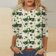 thumbnail image 1 of HaoXianJian Patricks Day Shirts for Women Crew-Neck 2025 sual 3/4 Sleeve Irish Shamrock Graphic T-shirt Green Saint Patty's Tunic Tops Plus Size 4X 5X, 1 of 5