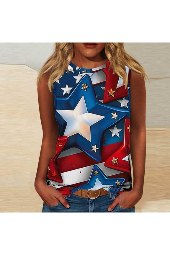 Summer Flag Tank Tops for Women 4th of July Vests Patriotics Shirt USA Flag Sleeveless Independence Day Womens Tees Coloful Printed Vests S-5X
